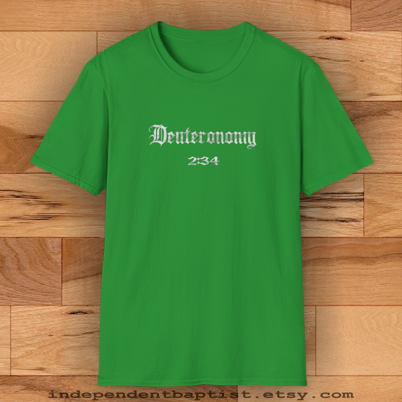 Mens Bible Verse T Shirt Deuteronomy 2:34